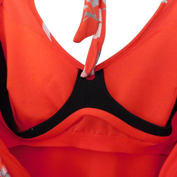 Athleta Waimea Floral Plunge Halter One Piece Swimsuit Womens Medium Beach Pool - Picture 5 of 6